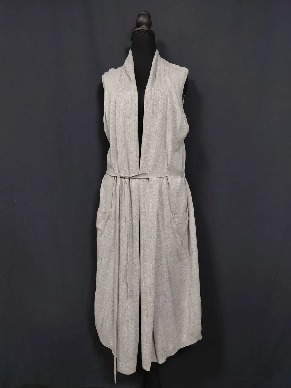 NWT LUCKY BRAND Cotton Modal Sleeveless Gray Solid Knit Midi Women Size L